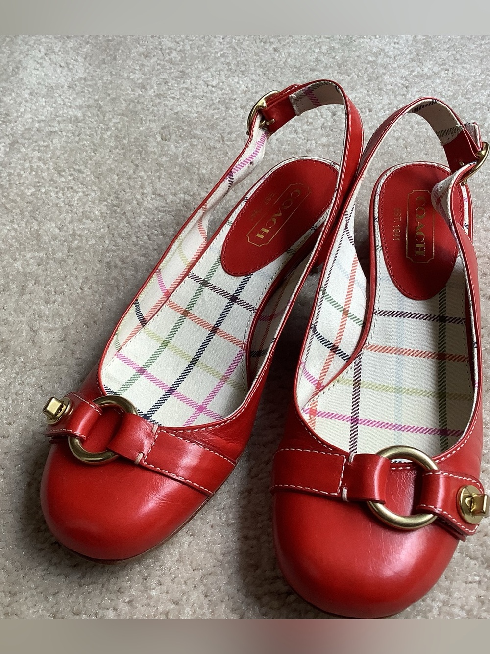 COACH leather sling backs.  Geranium. Size 6